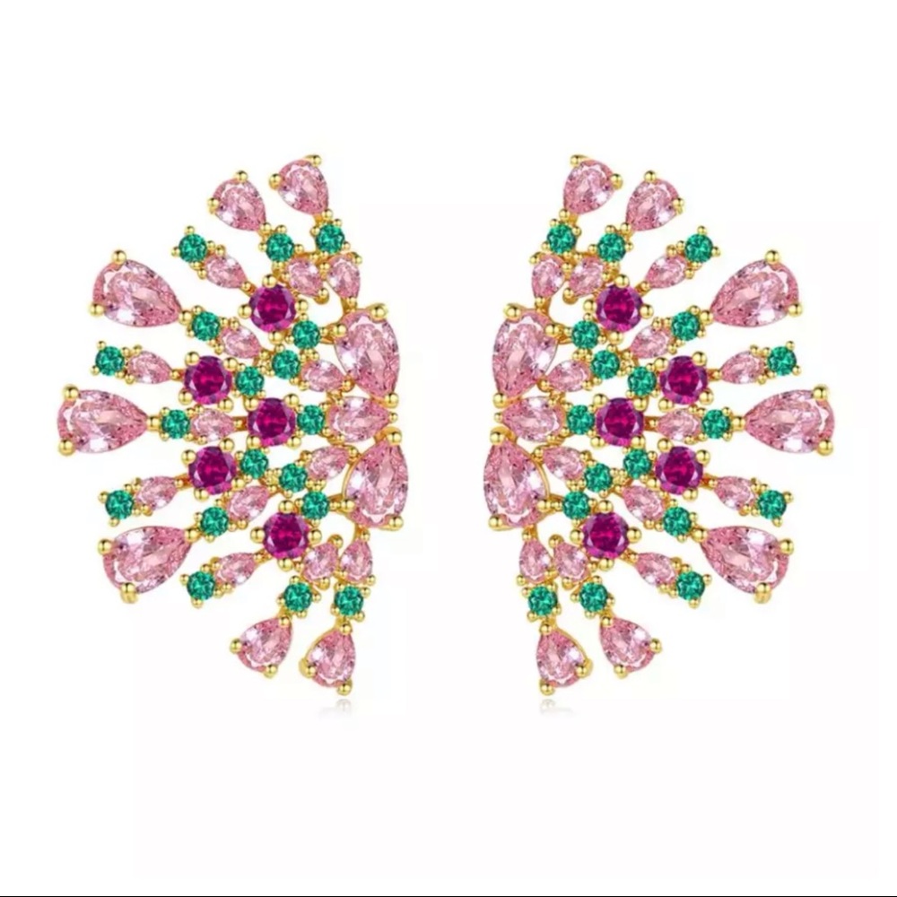 🎁 Swarovski Crystals The Macye Colorful Fan Earrings